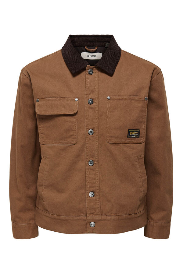 Only & Sons Chaqueta cierre de botones marr&oacute;n