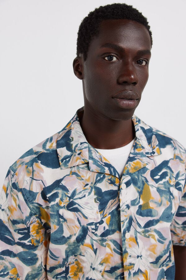 Springfield Linen short sleeve shirt blue