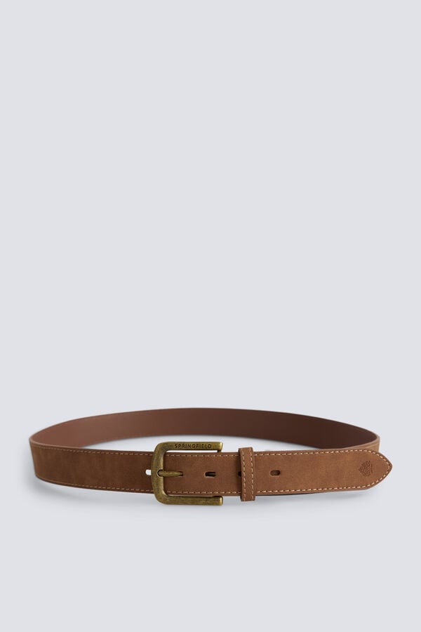 Springfield Faux leather contrast stitching belt mink