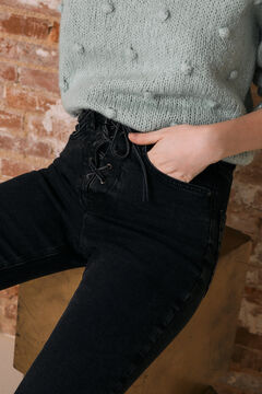 Springfield Flared organic cotton zigzag jeans black