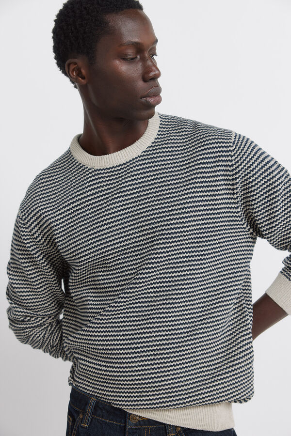 Springfield Two-tone textured jumper blue