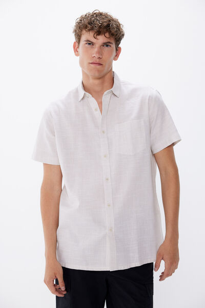 Springfield Short-sleeved two-tone shirt brown