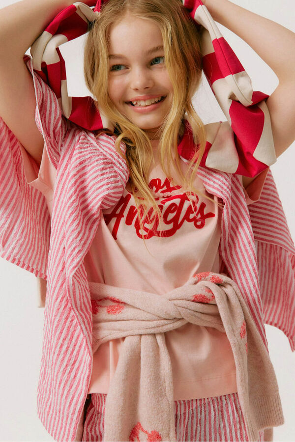 Vero Moda Girl Long sleeve lapel collar shirt pink