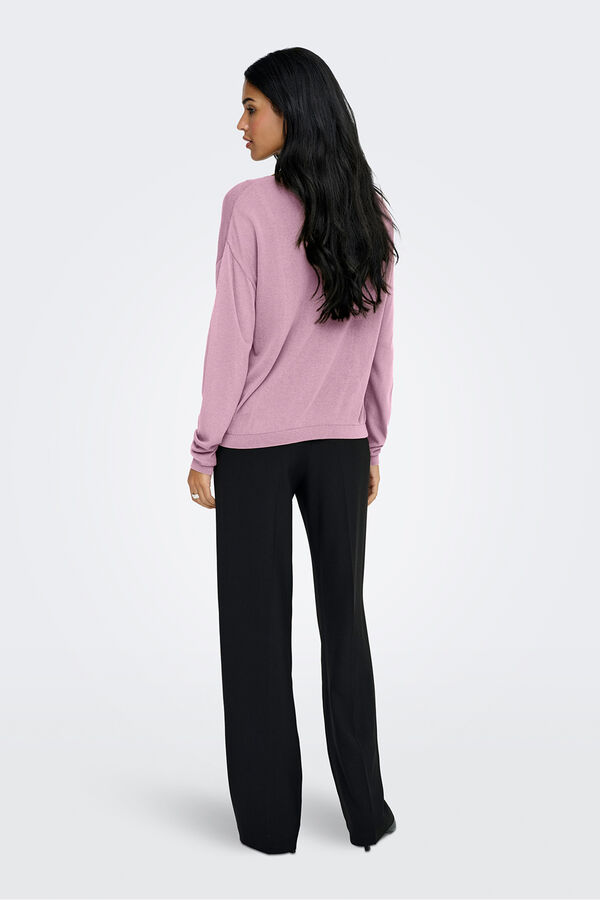 JDY Fine V neck sweater pink