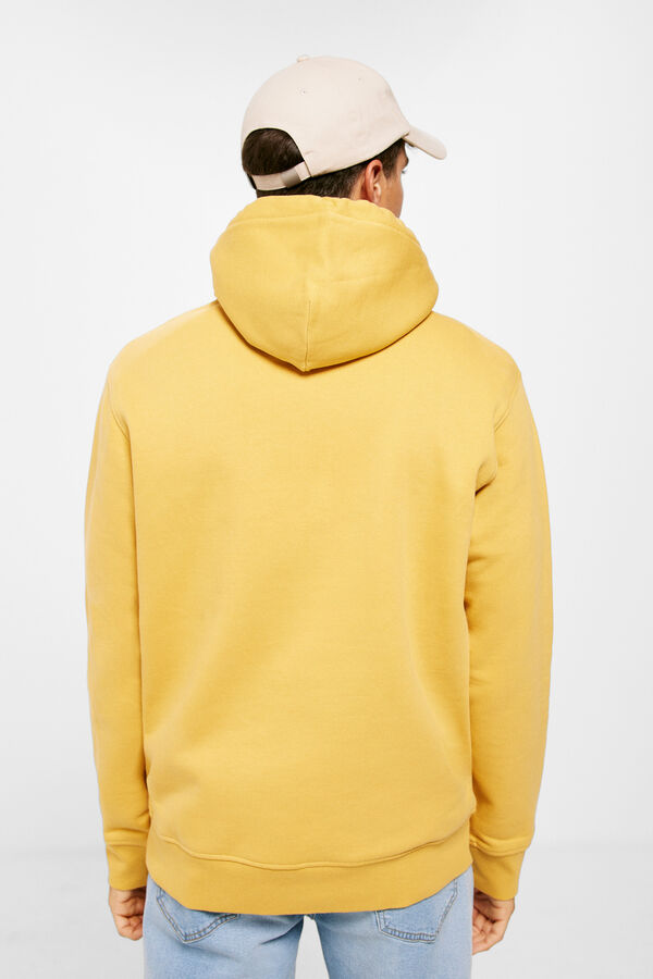 Springfield Egyszínű kapucnis pulóver logóval sárga