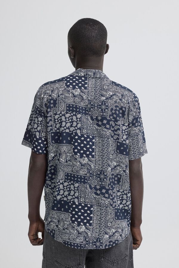 Blend Camisa de manga curta estampada azul