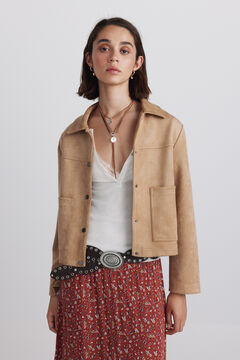 Springfield Faux suede jacket with pockets