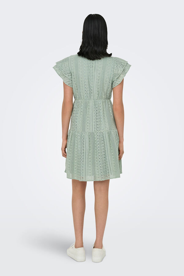 Only Short dress with openwork details green