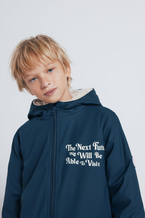 Springfield Kids Parka azul marinho com frase para criança azul