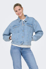 Only Chaqueta vaquera bolsillos delanteros azul