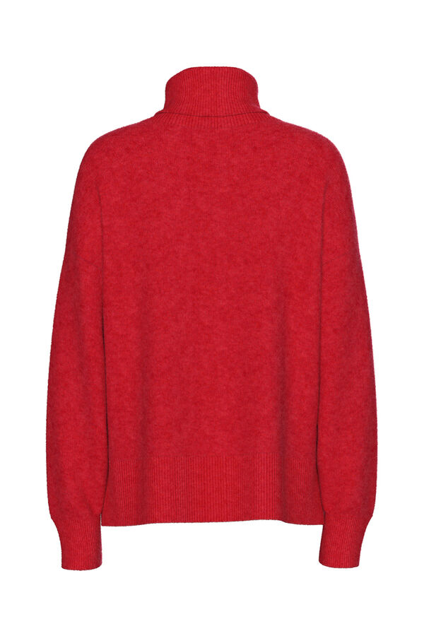 Pieces Basic-Pullover mit Umschlag Rot