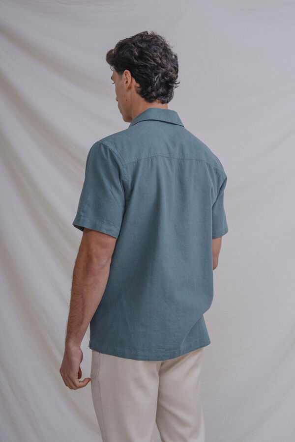 Celopman Linen short sleeve shirt green