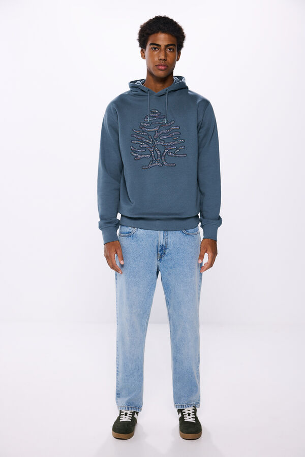 Springfield Tree hood sweatshirt steel blue