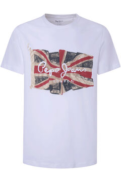 Springfield Men's short-sleeved T-shirt with flag photo print.  blanc
