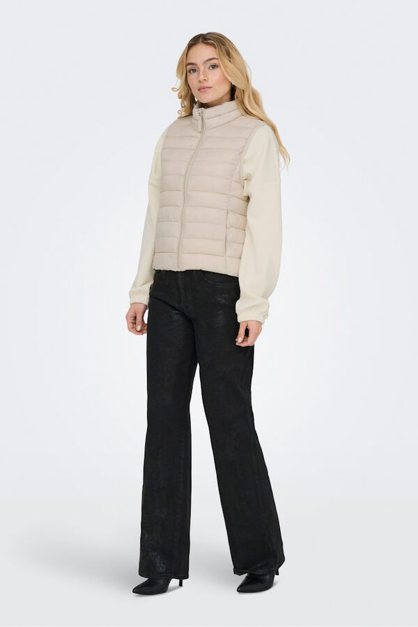 Only Chaleco acolchado cremallera beige