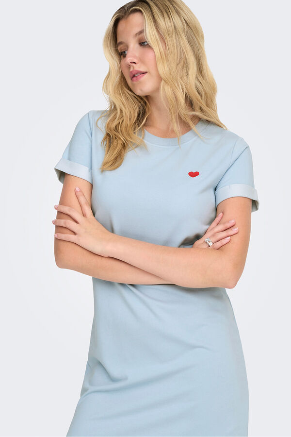 JDY Vestido corto detalle bordado azul