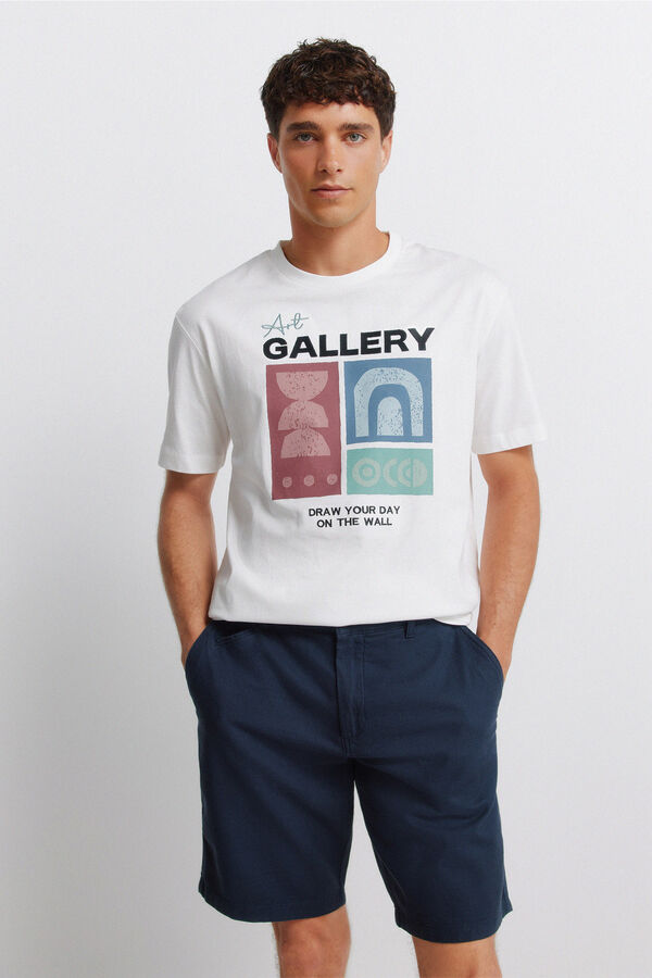 Springfield Bermudas em algod&atilde;o comfort fit azul