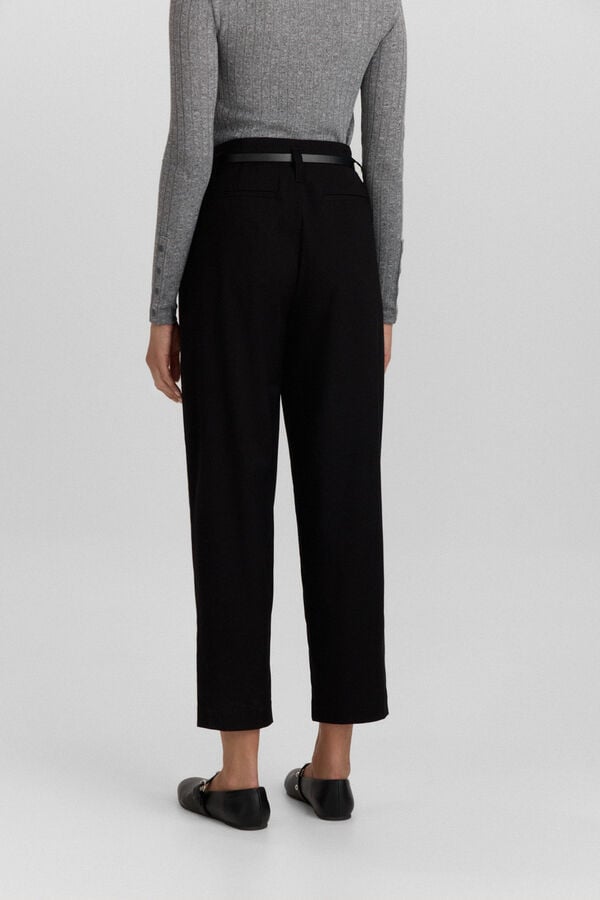 Springfield Pantalon tailored ceinture noir