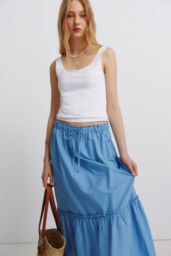 Springfield Flounced midi skirt blue