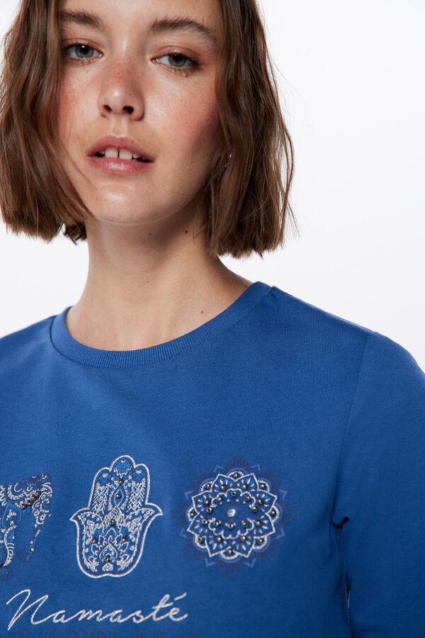 Springfield Sweat-shirt Ethnique Bi-matière bleu