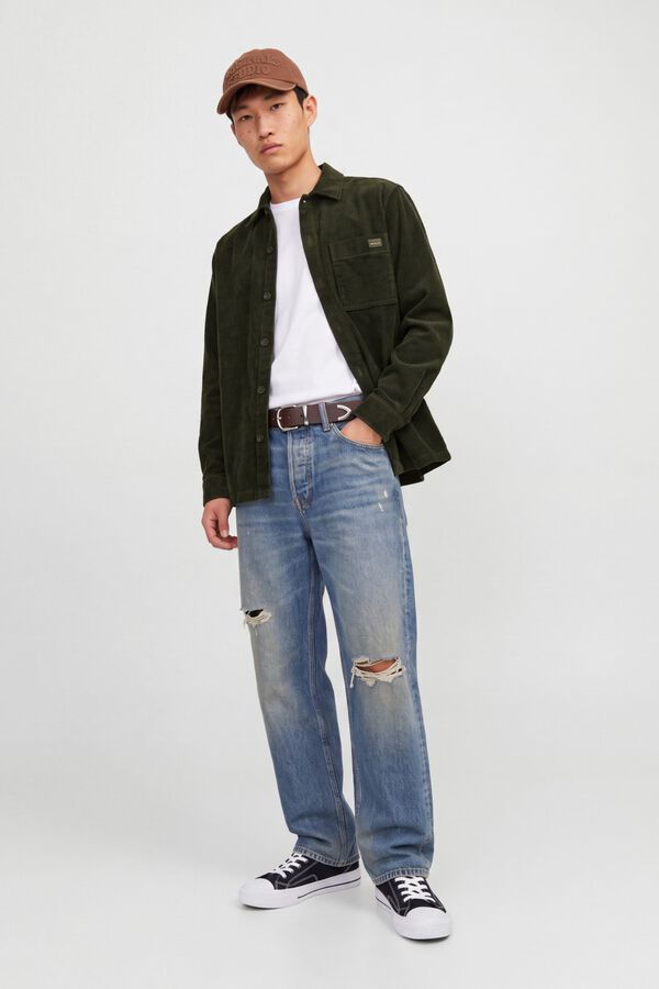 Jack & Jones Hemdjacke aus 100 % Baumwolle Gr&uuml;n