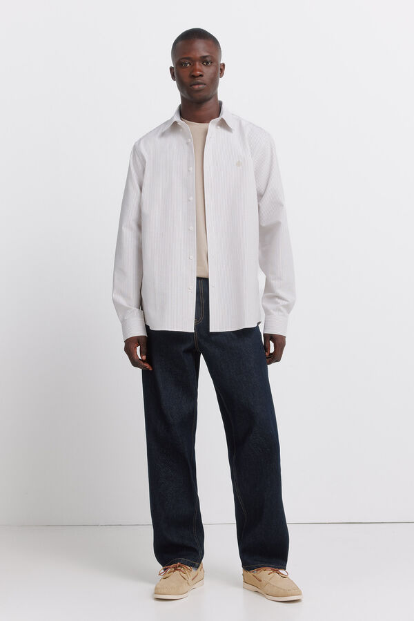 Springfield Striped oxford wrinkle free shirt brown