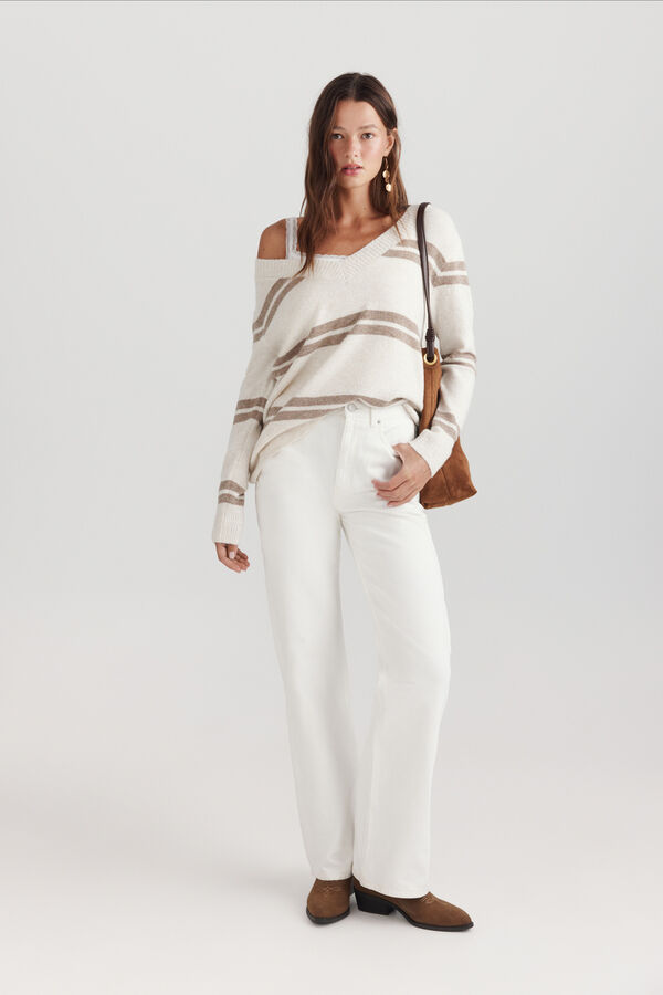 Springfield Oversize V-neck jumper beige