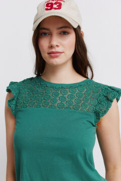 Springfield Embroidered Swiss ruffle T-shirt