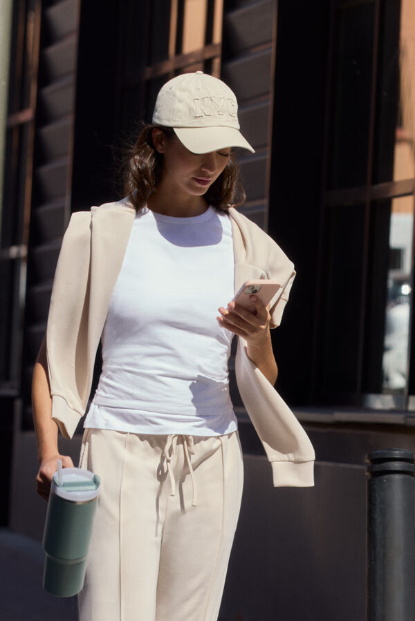 Springfield Soft sole wide leg sports trousers beige