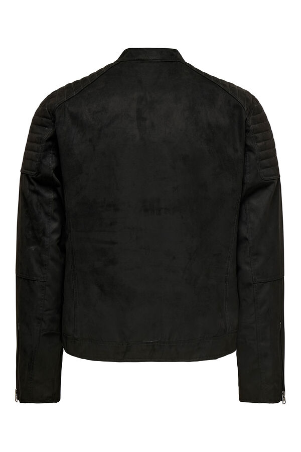 Only & Sons Chaqueta de hombre biker de suede. negro