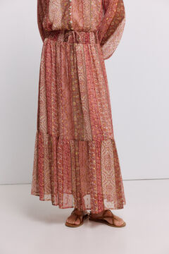 Springfield Border print ruffle midi skirt