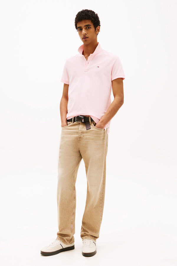 Tommy Jeans Men's short sleeve polo shirt pink