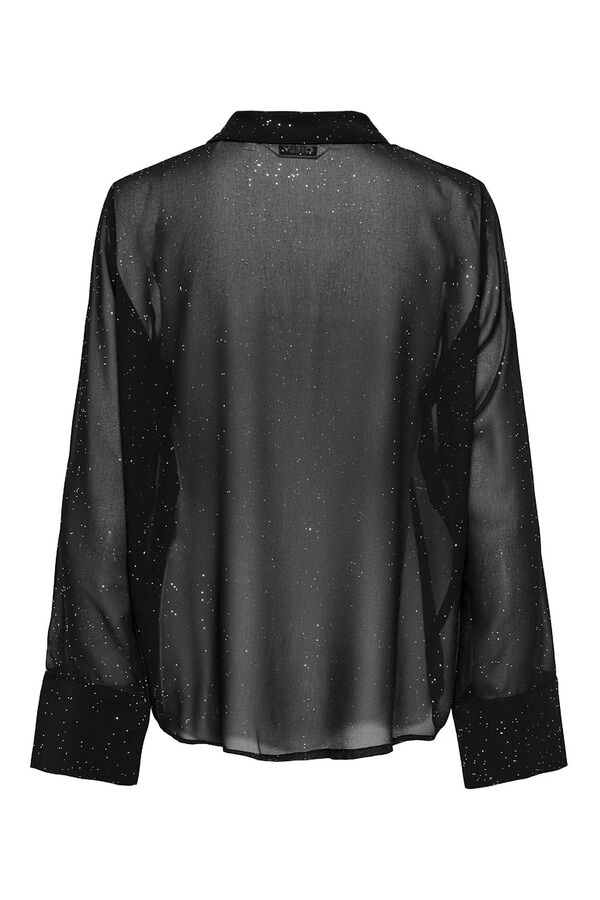 Only Camisa de chiffon com glitter preto