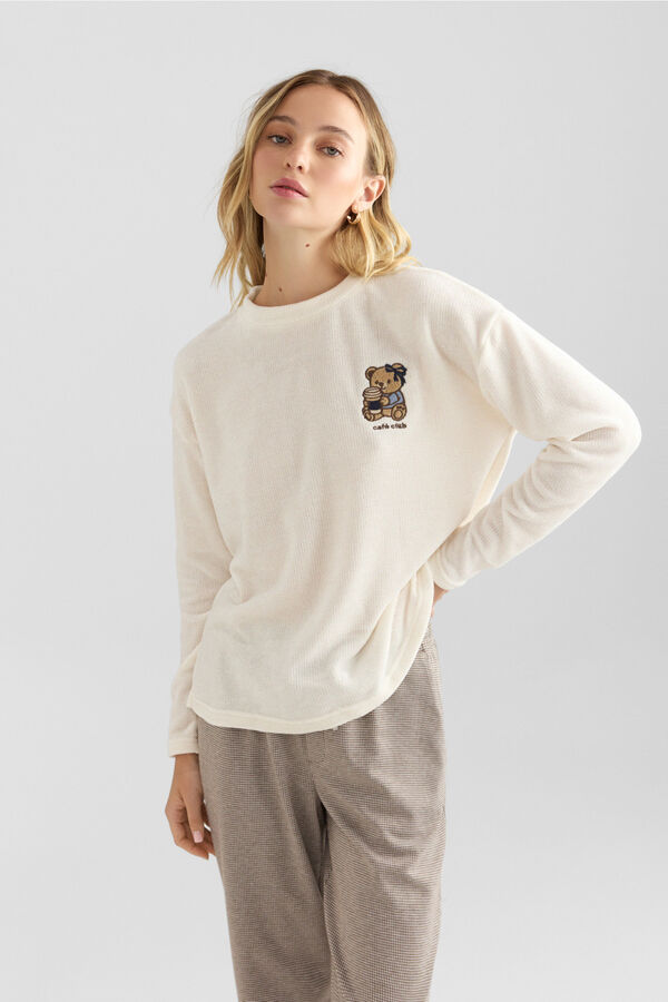Springfield Fine knit patterned jumper white