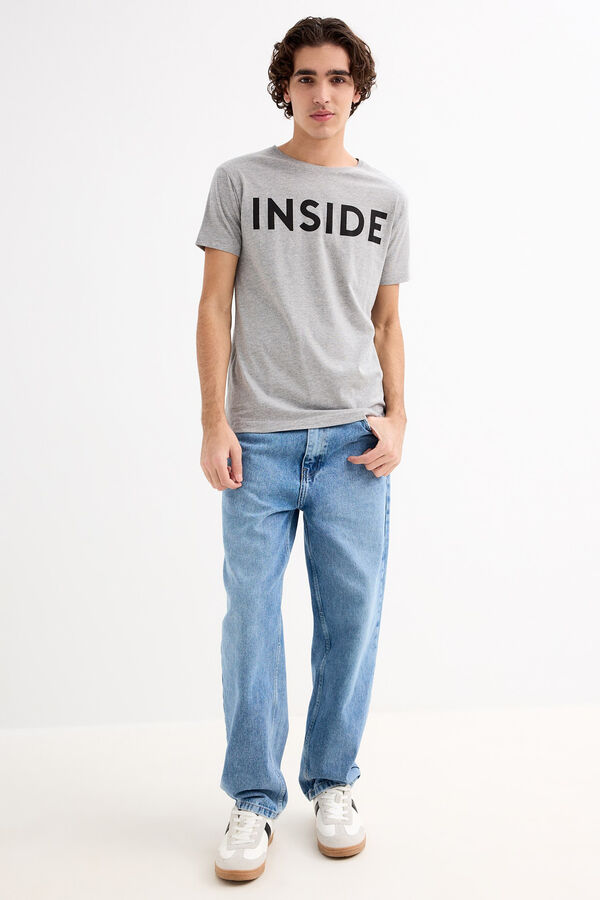 Inside Camiseta B&aacute;sica Print Logo gris
