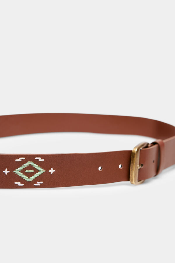 Springfield Faux leather belt with ethnic motifs tan