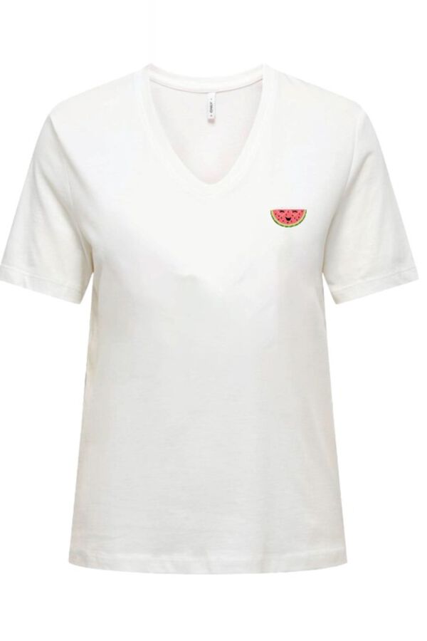 Only V-neck short sleeve T-shirt white