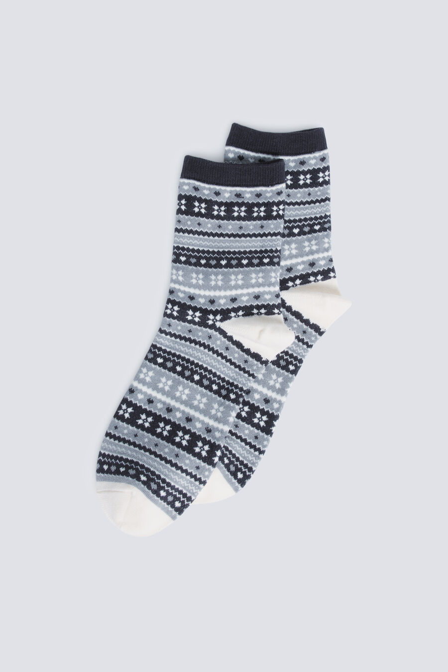 Calcetín largo jacquard cenefas