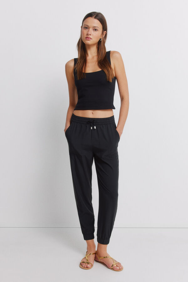 Springfield Jogger trousers with elasticated trim black