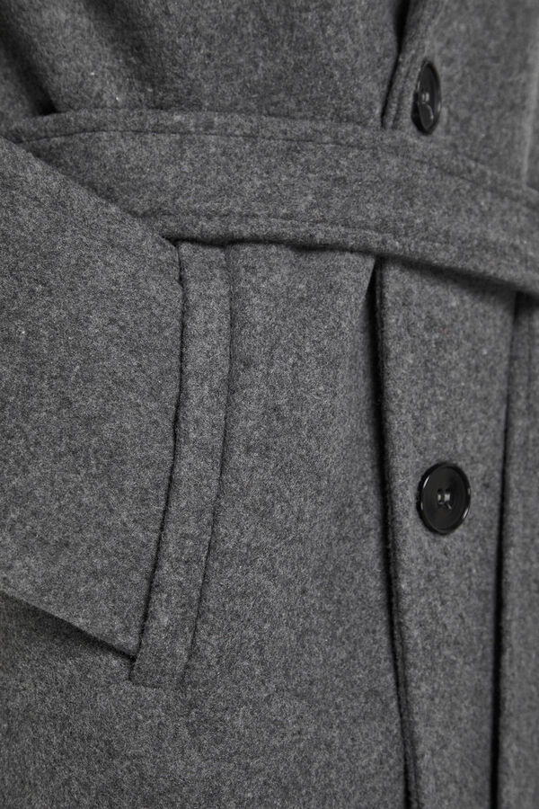 Trendyol Sobretudo longo com detalhe de cinto cinzento