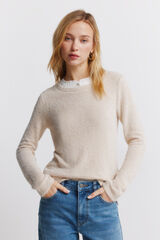 Springfield Combined neck chenille T-shirt nude