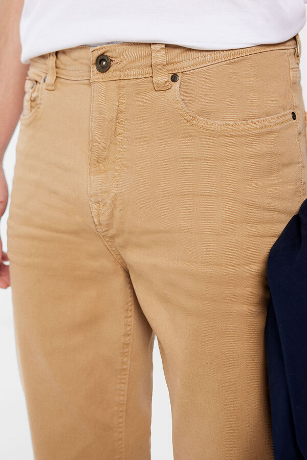 Springfield Pantalon 5 poches couleur regular délavé beige moyen