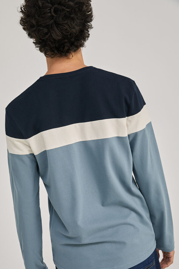 Springfield Colour block piqué long-sleeved T-shirt navy