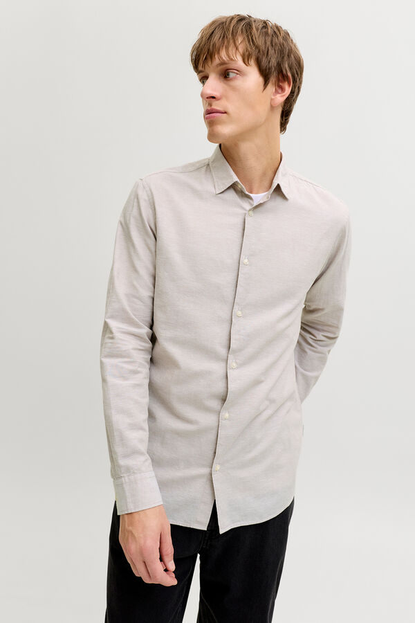 JJ REBEL Linen regular fit shirt grey