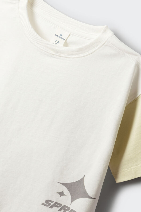 Springfield Kids Dečija majica kratkih rukava sa kontrastima Bela