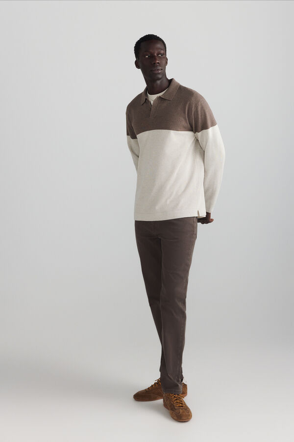 Springfield Washed slim fit 5-pocket trousers nude
