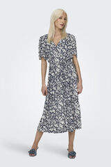 Only Vestido midi manga corta azul