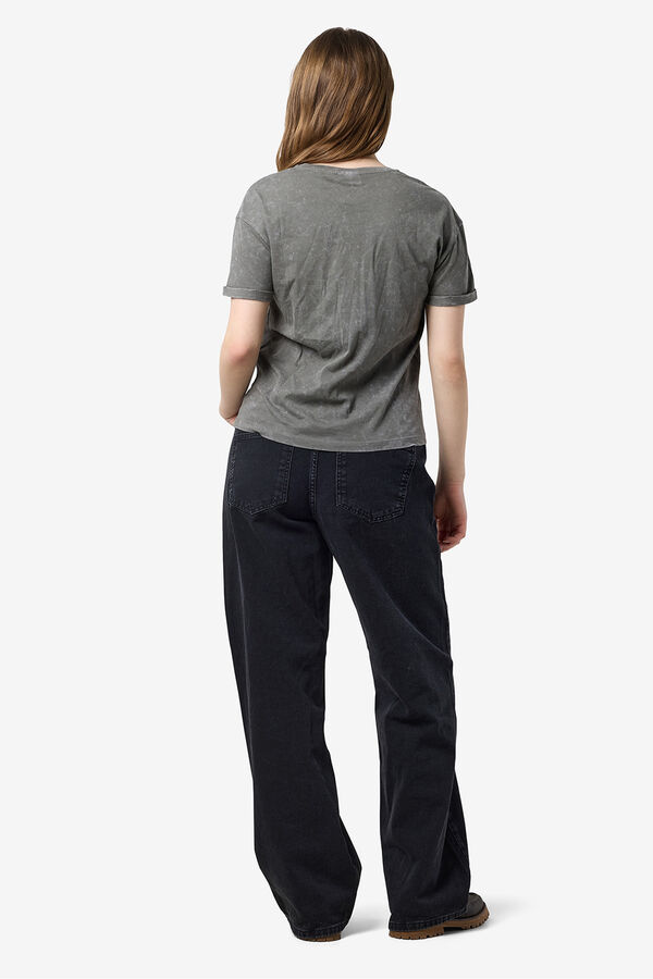 Noisy May Linen look T-shirt grey