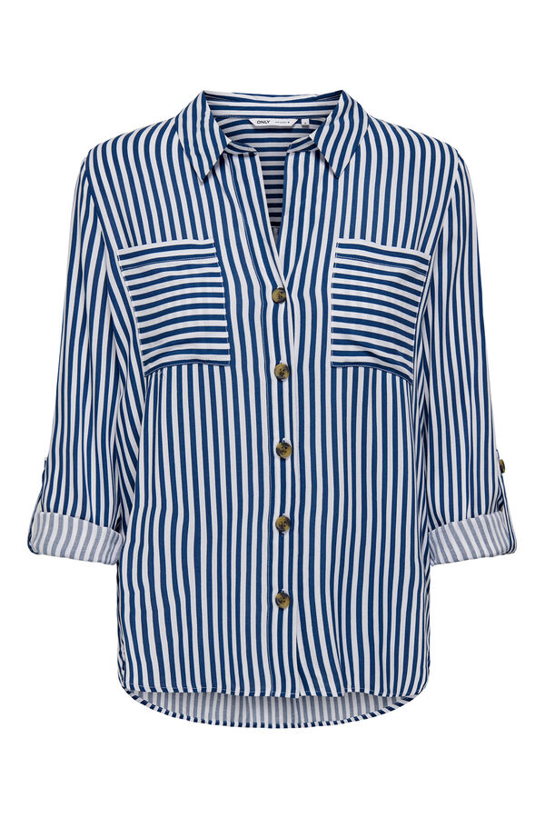 Only Striped shirt with front pockets blue