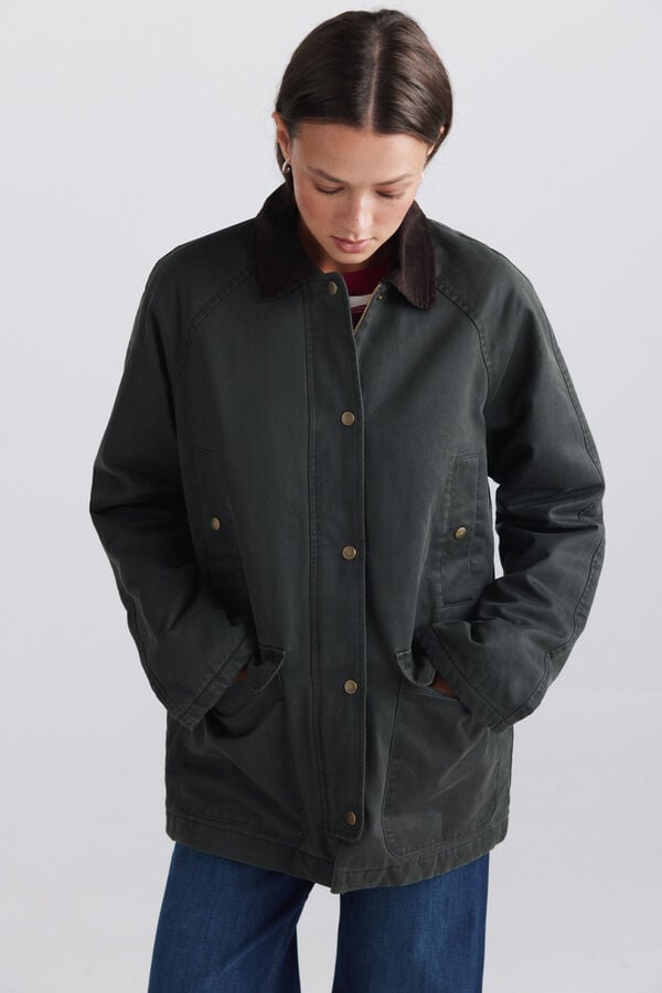 Springfield Chaqueta larga cuello pana kaki